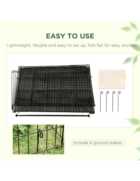 PawHut Metal Rabbit Run Playpen, Guinea Pig Cage, 220 x 103 x 103 cm, Beige - pic 158799 | FastDaddyshop