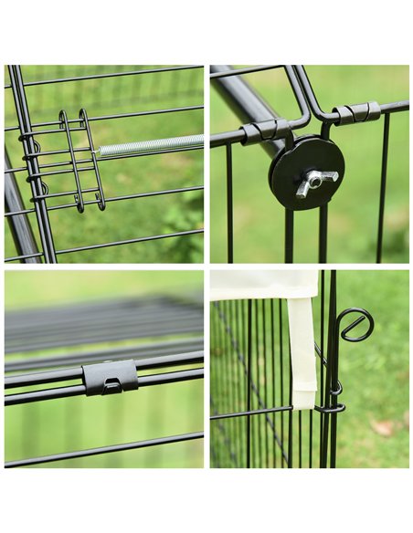 PawHut Metal Rabbit Run Playpen, Guinea Pig Cage, 220 x 103 x 103 cm, Beige - pic 158800 | FastDaddyshop