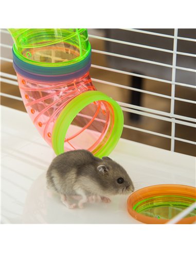 PawHut Hamster Cage w/ Water Bottle, Exercise Wheel, Tubes, Ramps - Light Blue