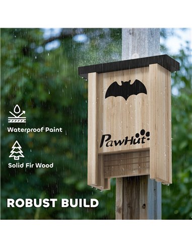 PawHut 3PCs Wooden Bat Boxes, Bat Houses Designed to Attract Bats & Easy to Hang for Outdoor, Garden, Farm, 18 x 6 x 22.5 cm
