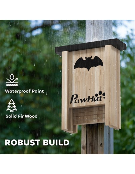 PawHut 3PCs Wooden Bat Boxes, Bat Houses Designed to Attract Bats & Easy to Hang for Outdoor, Garden, Farm, 18 x 6 x 22.5 cm - pic 158851 | FastDaddyshop