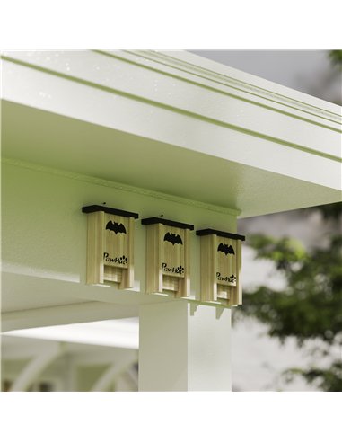 PawHut 3PCs Wooden Bat Boxes, Bat Houses Designed to Attract Bats & Easy to Hang for Outdoor, Garden, Farm, 18 x 6 x 22.5 cm