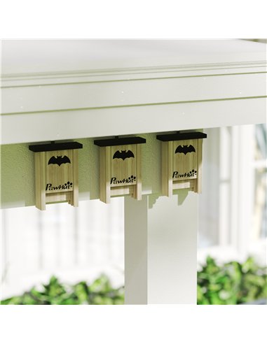 PawHut 3PCs Wooden Bat Boxes, Bat Houses Designed to Attract Bats & Easy to Hang for Outdoor, Garden, Farm, 18 x 6 x 22.5 cm