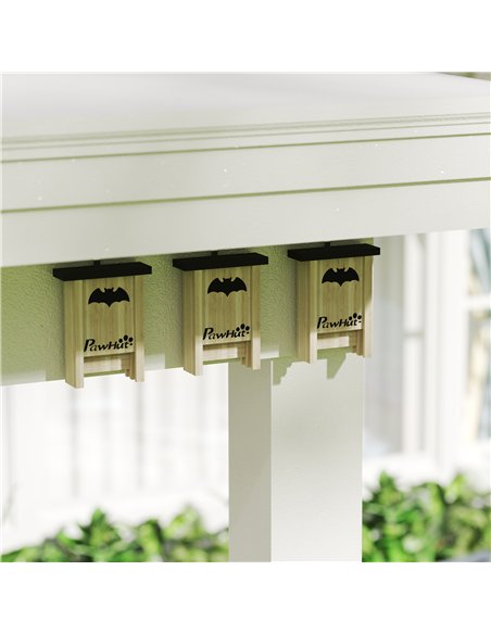 PawHut 3PCs Wooden Bat Boxes, Bat Houses Designed to Attract Bats & Easy to Hang for Outdoor, Garden, Farm, 18 x 6 x 22.5 cm - pic 158854 | FastDaddyshop