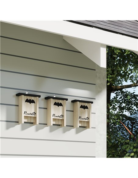 PawHut 3PCs Wooden Bat Boxes, Bat Houses Designed to Attract Bats & Easy to Hang for Outdoor, Garden, Farm, 18 x 6 x 22.5 cm - pic 158855 | FastDaddyshop