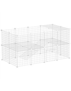 PawHut DIY 36 Panel Pet Playpen Metal Wire Fence for Chinchilla, Hedgehog, Bunny, Indoor, Outdoor Use, White