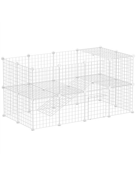 PawHut DIY 36 Panel Pet Playpen Metal Wire Fence for Chinchilla, Hedgehog, Bunny, Indoor, Outdoor Use, White - pic 158856 | FastDaddyshop