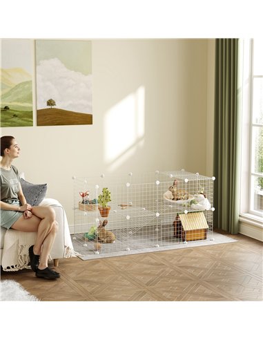 PawHut DIY 36 Panel Pet Playpen Metal Wire Fence for Chinchilla, Hedgehog, Bunny, Indoor, Outdoor Use, White