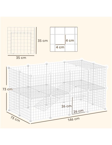 PawHut DIY 36 Panel Pet Playpen Metal Wire Fence for Chinchilla, Hedgehog, Bunny, Indoor, Outdoor Use, White - pic 158858 | FastDaddyshop