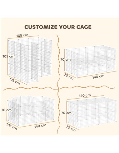 PawHut DIY 36 Panel Pet Playpen Metal Wire Fence for Chinchilla, Hedgehog, Bunny, Indoor, Outdoor Use, White