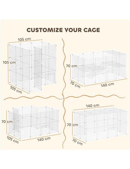 PawHut DIY 36 Panel Pet Playpen Metal Wire Fence for Chinchilla, Hedgehog, Bunny, Indoor, Outdoor Use, White - pic 158859 | FastDaddyshop