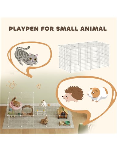 PawHut DIY 36 Panel Pet Playpen Metal Wire Fence for Chinchilla, Hedgehog, Bunny, Indoor, Outdoor Use, White