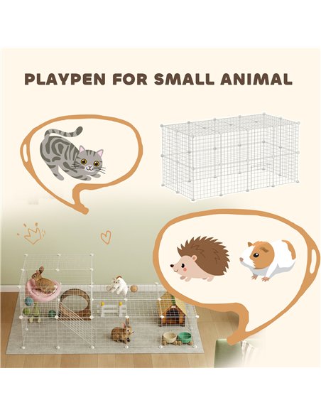 PawHut DIY 36 Panel Pet Playpen Metal Wire Fence for Chinchilla, Hedgehog, Bunny, Indoor, Outdoor Use, White - pic 158860 | FastDaddyshop