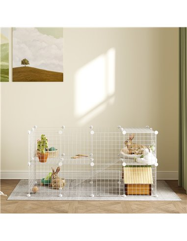 PawHut DIY 36 Panel Pet Playpen Metal Wire Fence for Chinchilla, Hedgehog, Bunny, Indoor, Outdoor Use, White