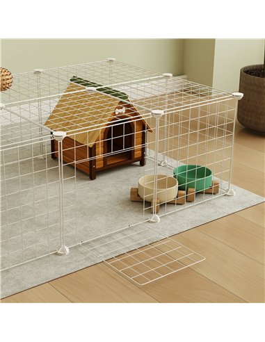 PawHut DIY 36 Panel Pet Playpen Metal Wire Fence for Chinchilla, Hedgehog, Bunny, Indoor, Outdoor Use, White