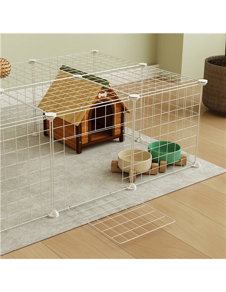 PawHut DIY 36 Panel Pet Playpen Metal Wire Fence for Chinchilla, Hedgehog, Bunny, Indoor, Outdoor Use, White - pic 158863 | FastDaddyshop