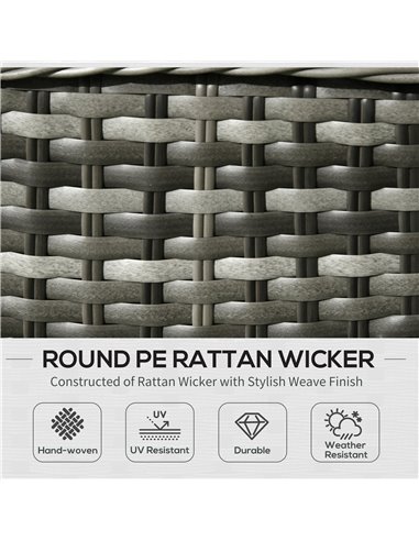 Outsunny 4 Pieces PE Rattan Wicker Sofa Set Outdoor Conservatory Furniture Lawn Patio Coffee Table w/ Cushion - Grey