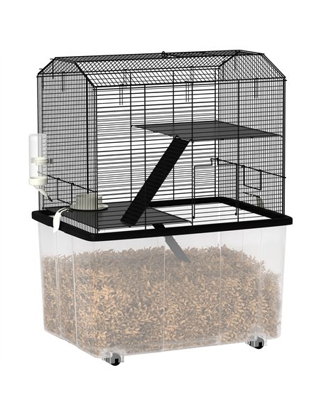 PawHut Three-Tier Gerbil Cage, Hamster Cage for Dwarf Hamster, Syrian Hamster w/ Wheels, Deep Bottom, Food Dish, Water Bottle - pic 158874 | FastDaddyshop