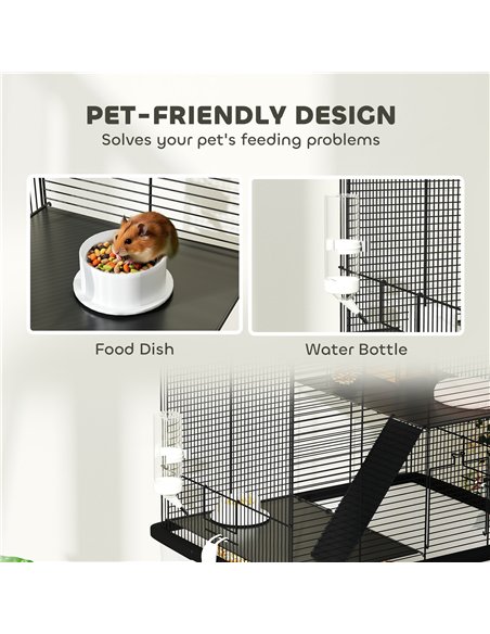 PawHut Three-Tier Gerbil Cage, Hamster Cage for Dwarf Hamster, Syrian Hamster w/ Wheels, Deep Bottom, Food Dish, Water Bottle - pic 158879 | FastDaddyshop