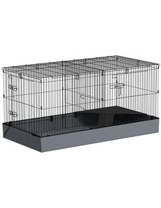 PawHut 2 in 1 Guinea Pig Cage, Rabbit Cage Pet Playpen with 2 Separate Area, Waterproof Oxford Fabric Floor for Hedgehogs