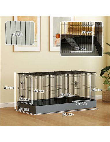 PawHut 2 in 1 Guinea Pig Cage, Rabbit Cage Pet Playpen with 2 Separate Area, Waterproof Oxford Fabric Floor for Hedgehogs