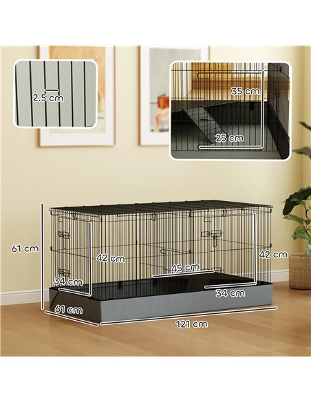 PawHut 2 in 1 Guinea Pig Cage, Rabbit Cage Pet Playpen with 2 Separate Area, Waterproof Oxford Fabric Floor for Hedgehogs - pic 158894 | FastDaddyshop