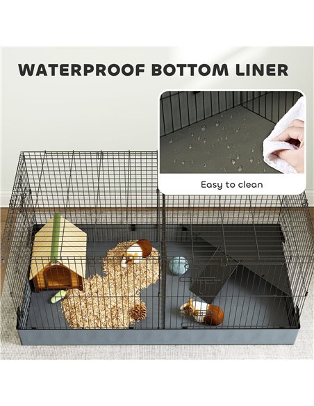 PawHut 2 in 1 Guinea Pig Cage, Rabbit Cage Pet Playpen with 2 Separate Area, Waterproof Oxford Fabric Floor for Hedgehogs - pic 158897 | FastDaddyshop