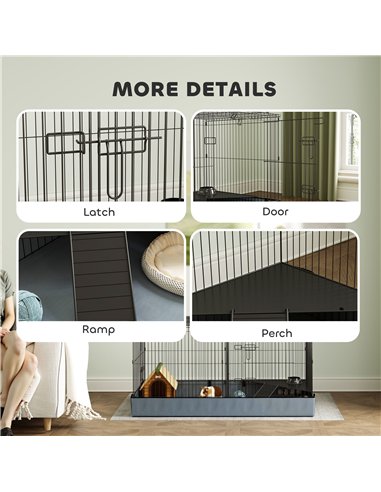 PawHut 2 in 1 Guinea Pig Cage, Rabbit Cage Pet Playpen with 2 Separate Area, Waterproof Oxford Fabric Floor for Hedgehogs
