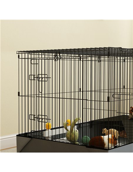 PawHut 2 in 1 Guinea Pig Cage, Rabbit Cage Pet Playpen with 2 Separate Area, Waterproof Oxford Fabric Floor for Hedgehogs - pic 158899 | FastDaddyshop