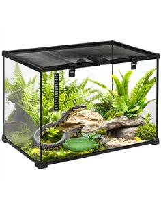 PawHut Glass Reptile Terrarium Insect Breeding Tank Vivarium Habitats with Thermometer for Lizards, Horned Frogs, Snakes, Spider