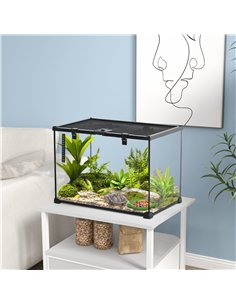 PawHut Glass Reptile Terrarium Insect Breeding Tank Vivarium Habitats with Thermometer for Lizards, Horned Frogs, Snakes, Spider 2