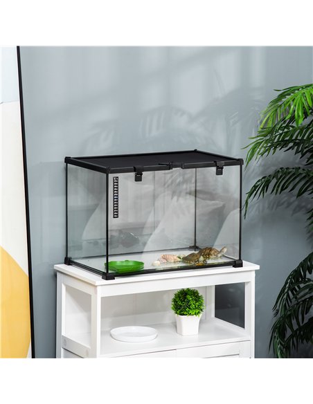 PawHut Glass Reptile Terrarium Insect Breeding Tank Vivarium Habitats with Thermometer for Lizards, Horned Frogs, Snakes, Spider - pic 158927 | FastDaddyshop
