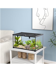 PawHut Glass Reptile Terrarium Insect Breeding Tank Vivarium Habitats with Thermometer for Lizards, Horned Frogs, Snakes, Spider 2
