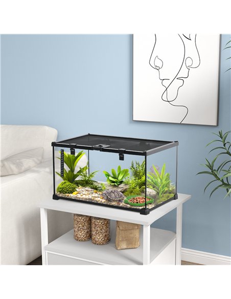 PawHut Glass Reptile Terrarium Insect Breeding Tank Vivarium Habitats with Thermometer for Lizards, Horned Frogs, Snakes, Spider - pic 158938 | FastDaddyshop