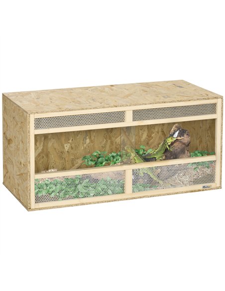 PawHut Reptile Terrarium Vivarium Habitat w/ Transparent Sliding Doors, Breathable Mesh, for Lizards, Horned Frogs, Snakes and C - pic 158946 | FastDaddyshop