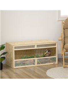 PawHut Reptile Terrarium Vivarium Habitat w/ Transparent Sliding Doors, Breathable Mesh, for Lizards, Horned Frogs, Snakes and C 2