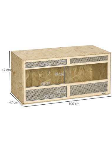 PawHut Reptile Terrarium Vivarium Habitat w/ Transparent Sliding Doors, Breathable Mesh, for Lizards, Horned Frogs, Snakes and C