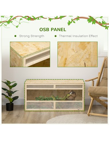 PawHut Reptile Terrarium Vivarium Habitat w/ Transparent Sliding Doors, Breathable Mesh, for Lizards, Horned Frogs, Snakes and C