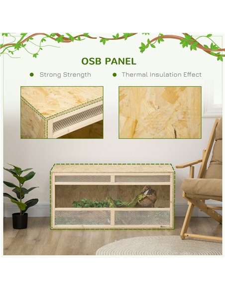 PawHut Reptile Terrarium Vivarium Habitat w/ Transparent Sliding Doors, Breathable Mesh, for Lizards, Horned Frogs, Snakes and C - pic 158950 | FastDaddyshop