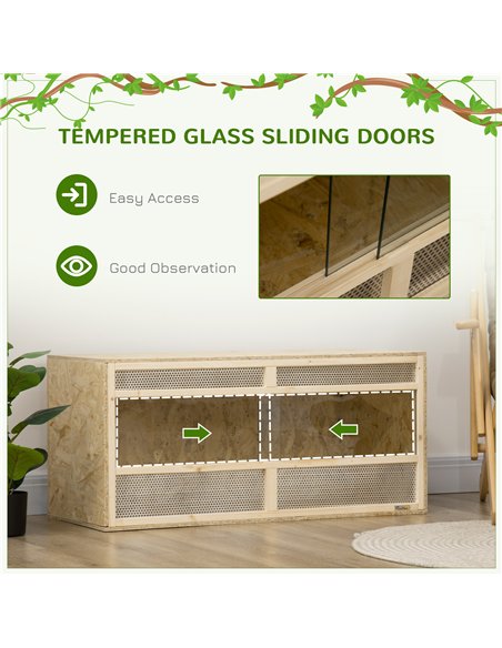 PawHut Reptile Terrarium Vivarium Habitat w/ Transparent Sliding Doors, Breathable Mesh, for Lizards, Horned Frogs, Snakes and C - pic 158951 | FastDaddyshop