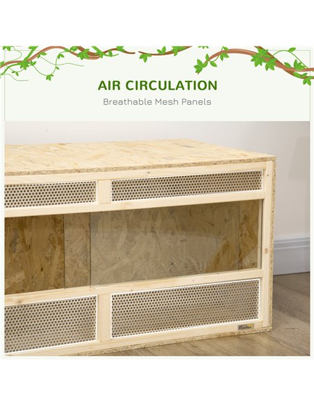 PawHut Reptile Terrarium Vivarium Habitat w/ Transparent Sliding Doors, Breathable Mesh, for Lizards, Horned Frogs, Snakes and C - pic 158952 | FastDaddyshop
