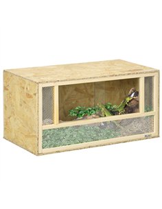PawHut Reptile Terrarium Vivarium Habitat w/ Transparent Sliding Doors, Breathable Mesh, for Lizards, Horned Frogs, Snakes and C