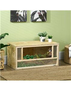 PawHut Reptile Terrarium Vivarium Habitat w/ Transparent Sliding Doors, Breathable Mesh, for Lizards, Horned Frogs, Snakes and C 2