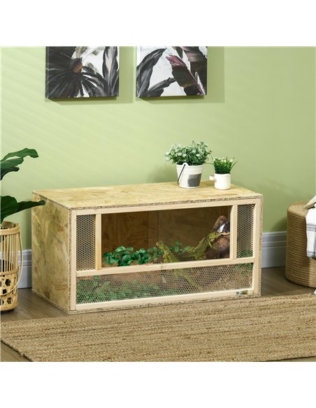PawHut Reptile Terrarium Vivarium Habitat w/ Transparent Sliding Doors, Breathable Mesh, for Lizards, Horned Frogs, Snakes and C - pic 158965 | FastDaddyshop