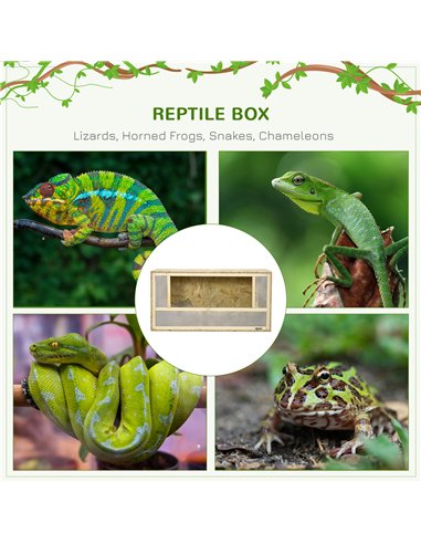 PawHut Reptile Terrarium Vivarium Habitat w/ Transparent Sliding Doors, Breathable Mesh, for Lizards, Horned Frogs, Snakes and C