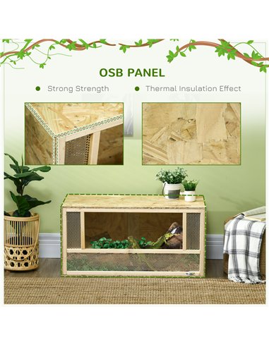 PawHut Reptile Terrarium Vivarium Habitat w/ Transparent Sliding Doors, Breathable Mesh, for Lizards, Horned Frogs, Snakes and C