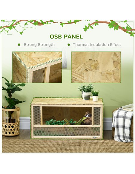 PawHut Reptile Terrarium Vivarium Habitat w/ Transparent Sliding Doors, Breathable Mesh, for Lizards, Horned Frogs, Snakes and C - pic 158968 | FastDaddyshop