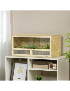 PawHut Reptile Terrarium Vivarium Habitat w/ Transparent Sliding Doors, Breathable Mesh, for Lizards, Horned Frogs, Snakes and C 2