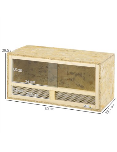 PawHut Reptile Terrarium Vivarium Habitat w/ Transparent Sliding Doors, Breathable Mesh, for Lizards, Horned Frogs, Snakes and C