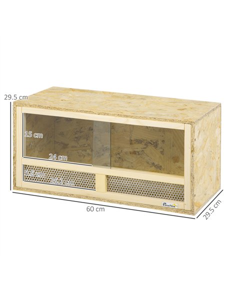 PawHut Reptile Terrarium Vivarium Habitat w/ Transparent Sliding Doors, Breathable Mesh, for Lizards, Horned Frogs, Snakes and C - pic 158975 | FastDaddyshop